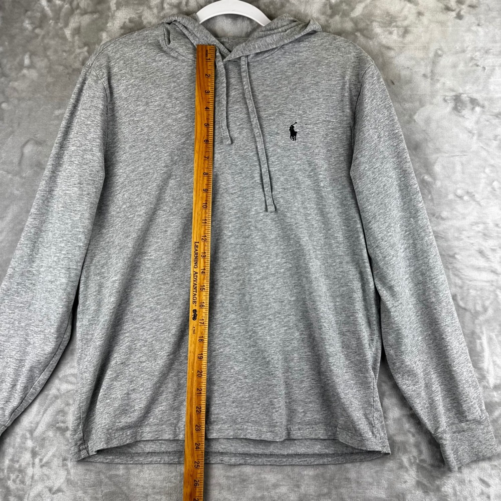 Polo Ralph Lauren Hoodie Mens Medium Gray Long Sleeve Jersey Pony Logo (1645) - Picture 7 of 8